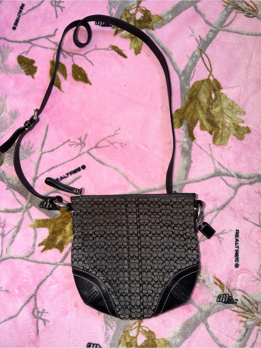 Coach Brown and Black Signature Canvas Crossbody Bag